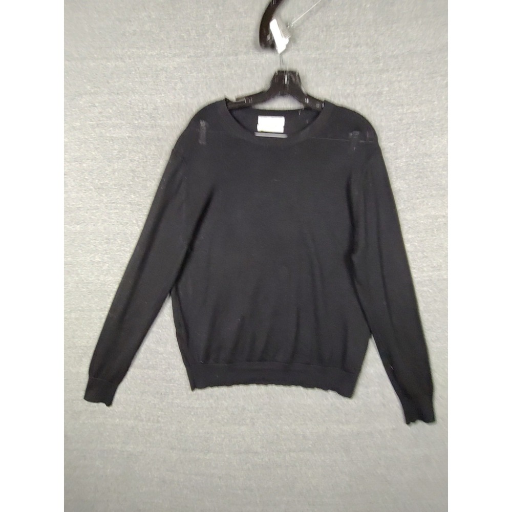 M&S Collection Womens Sweater 16 Black‎ 100% Merino Wool Crew Office Capsule
